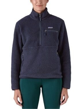 Patagonia Women’s Retro Pile Fleece Marsupial Pullover- Navy- XL